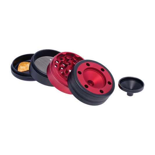 ALUMINIUM GRINDER W/ CONE HOLDER & FUNNEL - Discreet Smoker