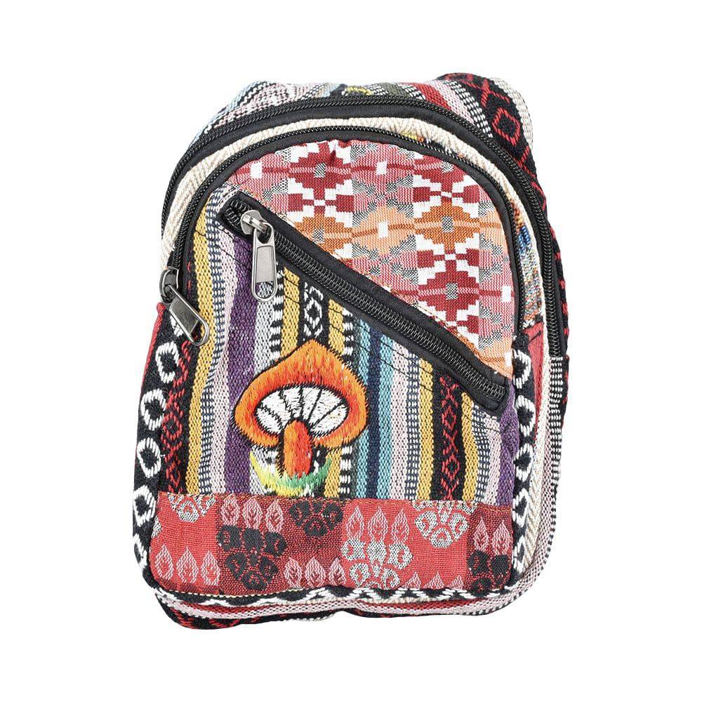 Threadheads Mushroom Patchwork Sling Bag - 9.5" x 8" - Discreet Smoker