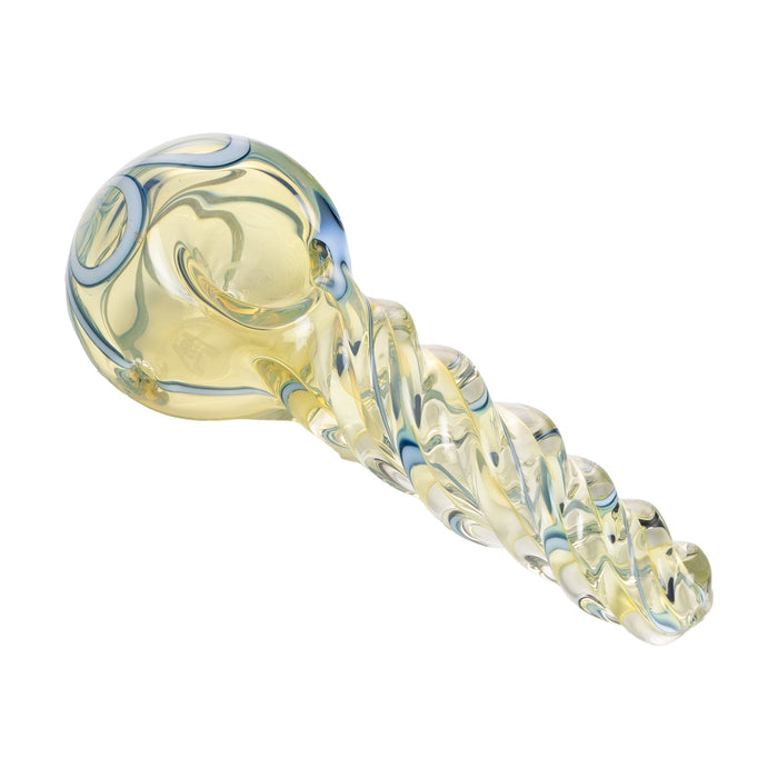 Human Grade Twist Glass Spoon Pipe Model B, Clear Blue