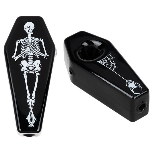Skelly's Coffin Glass Hand Pipe - 3.75" - Discreet Smoker