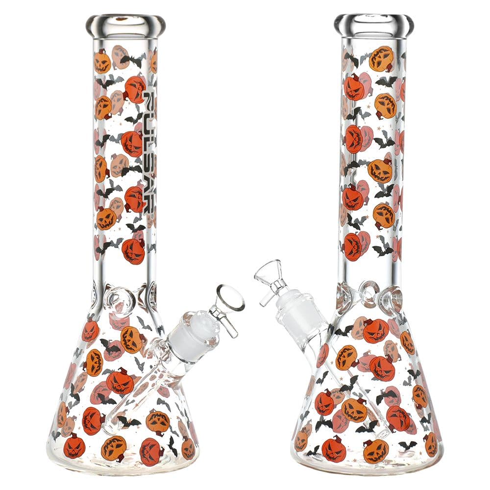Pulsar Cackling Pumpkins Batty Beaker Glass Water Pipe | 14mm F - Discreet Smoker