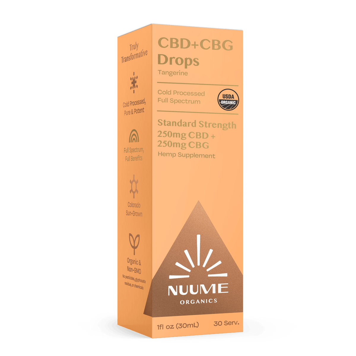Organic CBG+CBD Tangerine Drops 250mg+250mg - Discreet Smoker