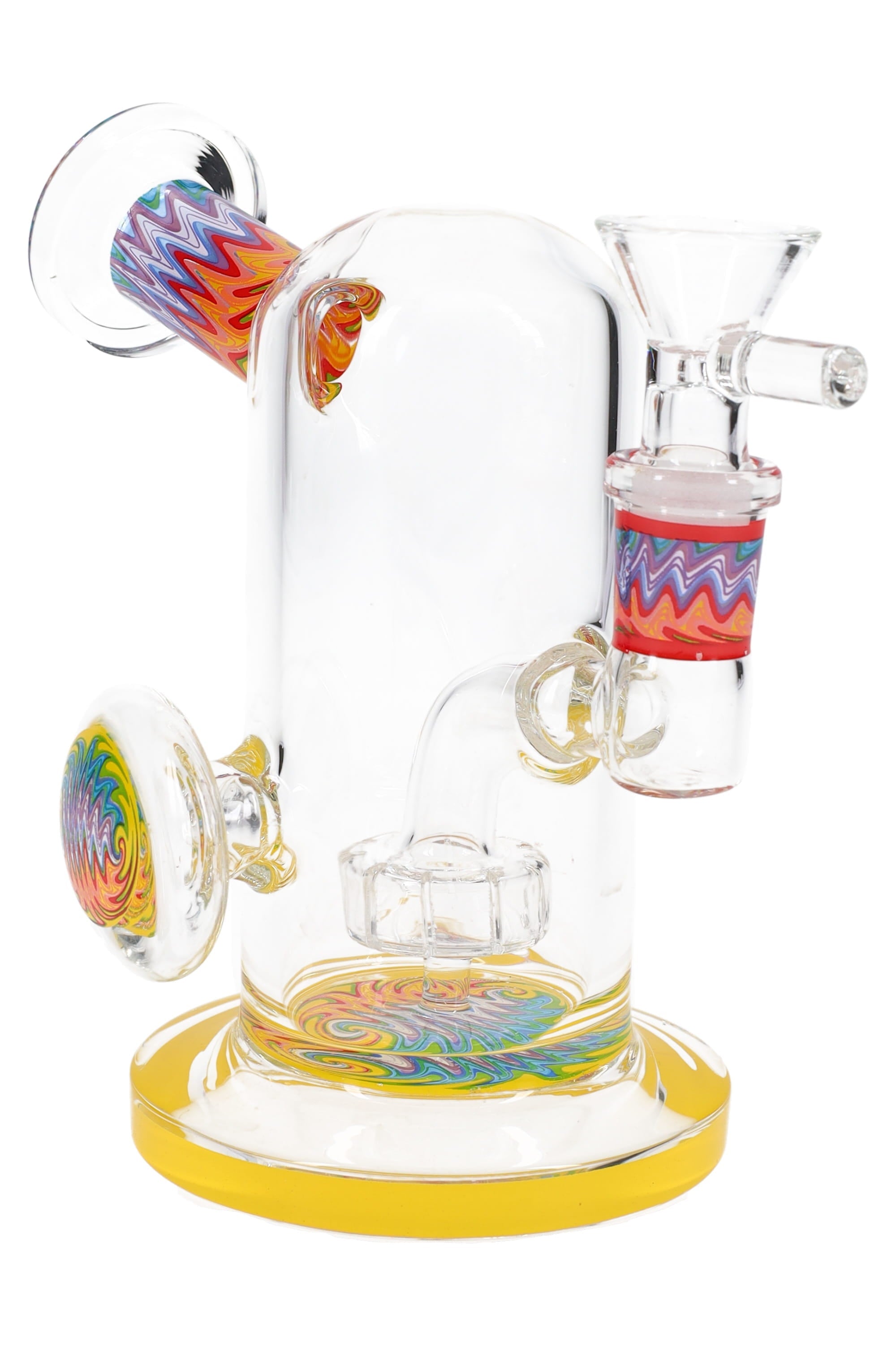 Reverse Stemless Glass Mini Bong “Ripple Swirl” – Showerhead Perc – 5″ - Discreet Smoker