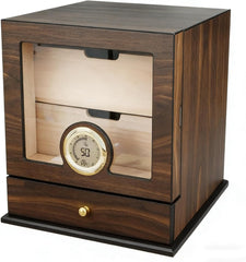 Cedar Wood Cigar Humidor Cabinet 80-100 Cigars Capacity, Desktop Cigar Storage with Digital Hygrometer, Humidifiers and Drawers, Perfect Men'S Gift for Christmas Father'S Day