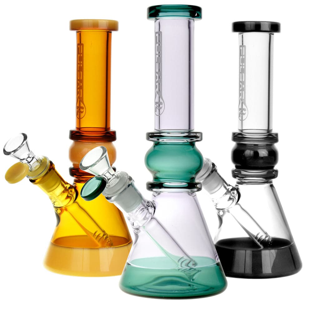 Pulsar High End Beaker Water Pipe- 9" / 14mm F / Colors Vary - Discreet Smoker
