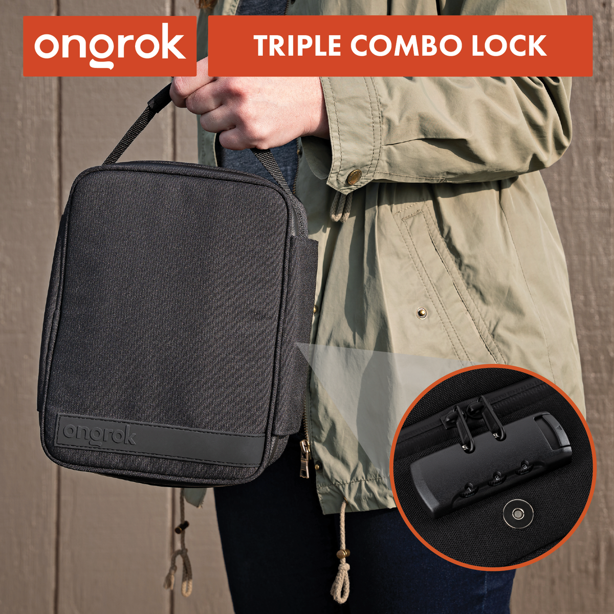 Ongrok Large Carbon-Lined Case with Combo Lock - Discreet Smoker