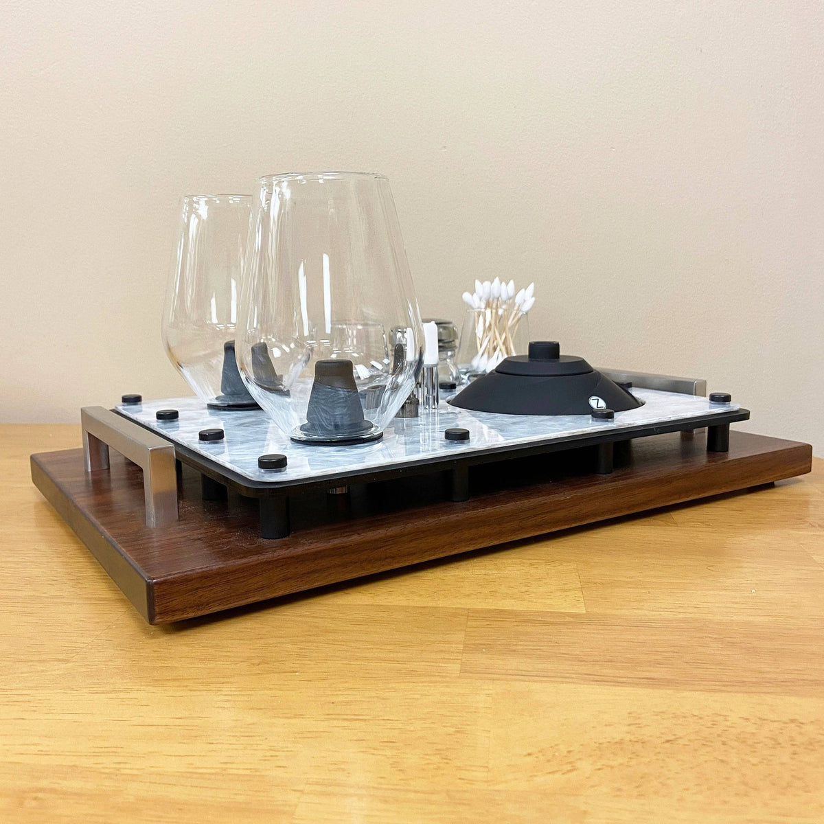 Zenco Vaporizer Double Sommelier Dab Sipping Glass Serving Tray with Handles for Drinkable Vapor - Discreet Smoker