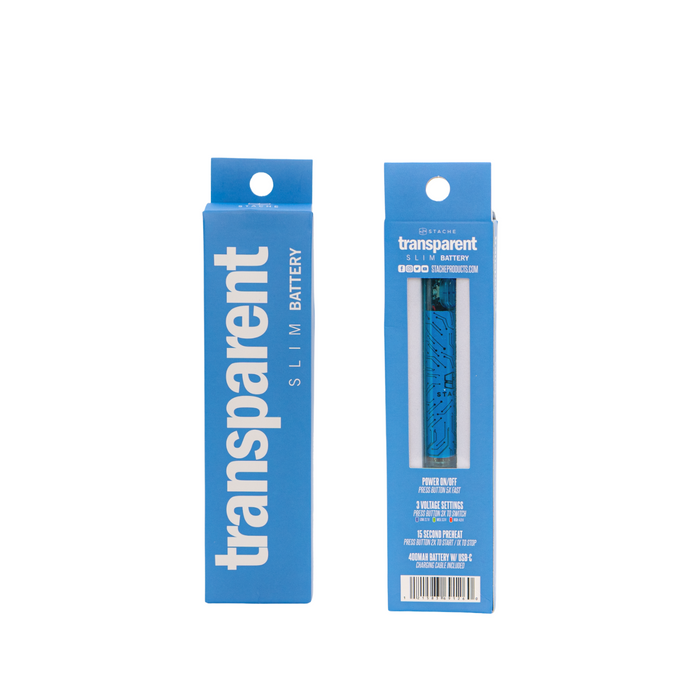 Transparent light up Vape battery by Stache, Blue