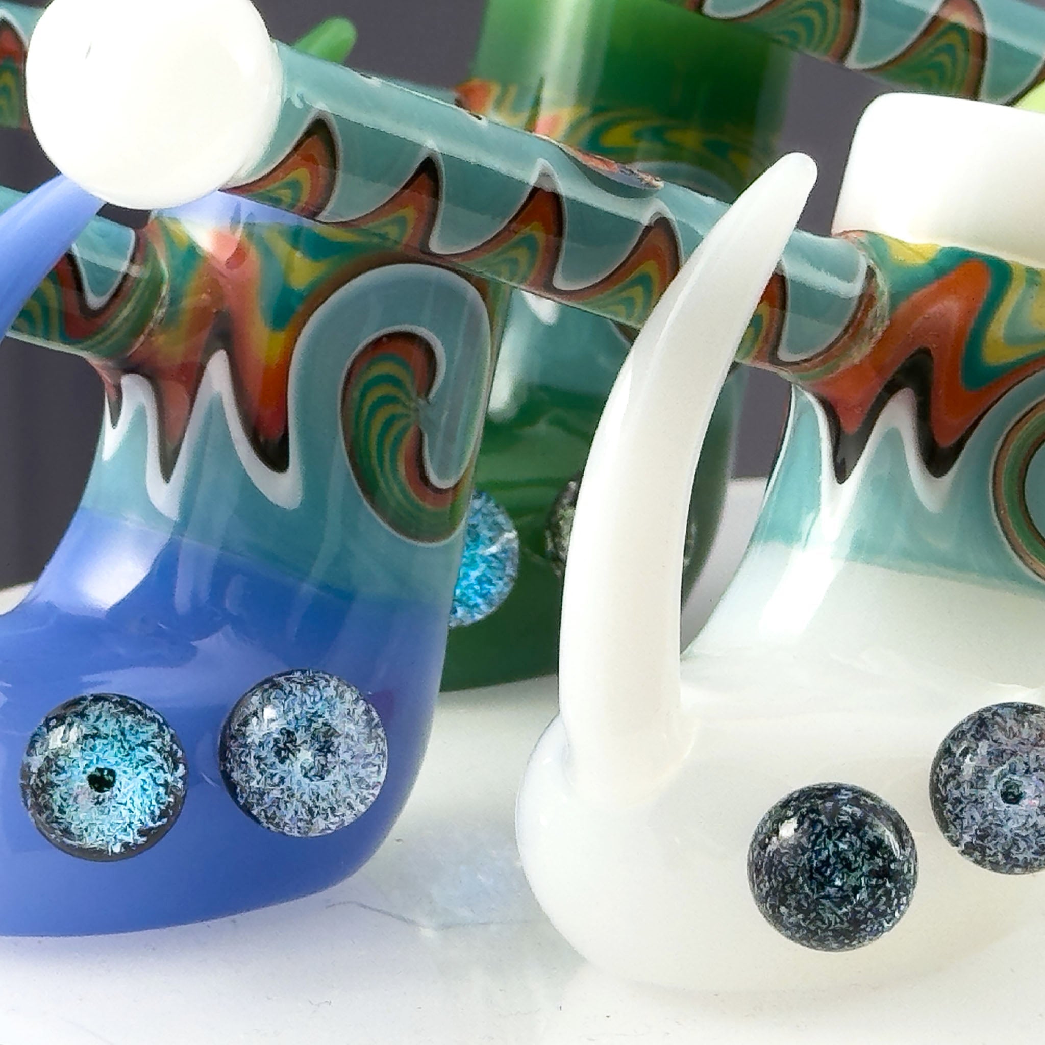 Crush Fang Bub Pipe w/Dual Galaxy Marbles (Various Colors)