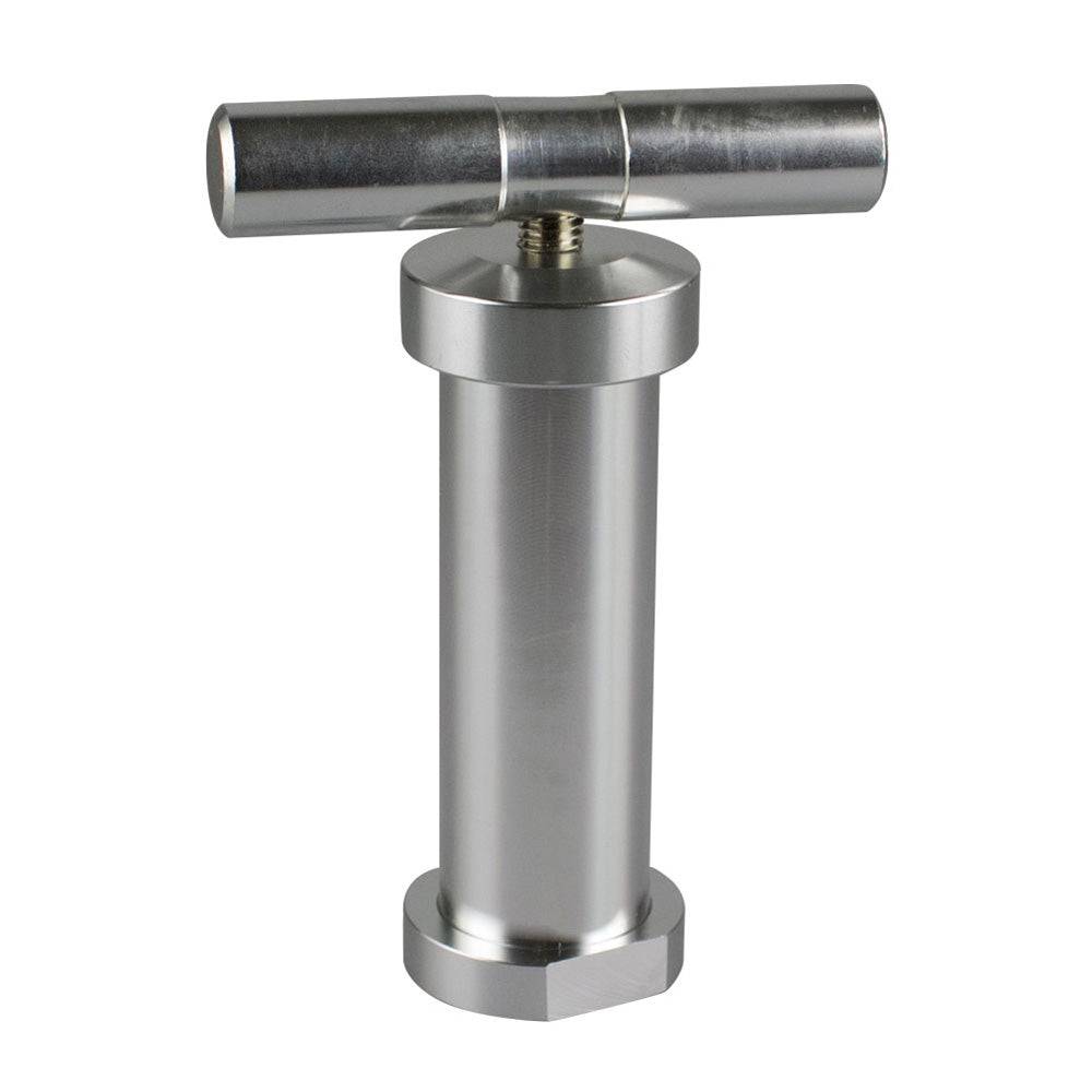 T-Style Aluminum Pollen Press - 5.5" - Silver - Discreet Smoker
