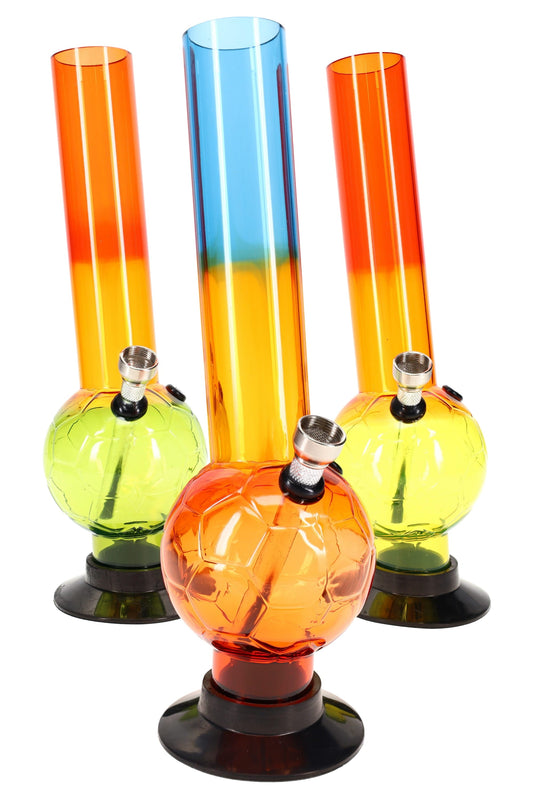 Acrylic Bong “Tri-Color Pop” – 10″ – Assorted Colors - Discreet Smoker