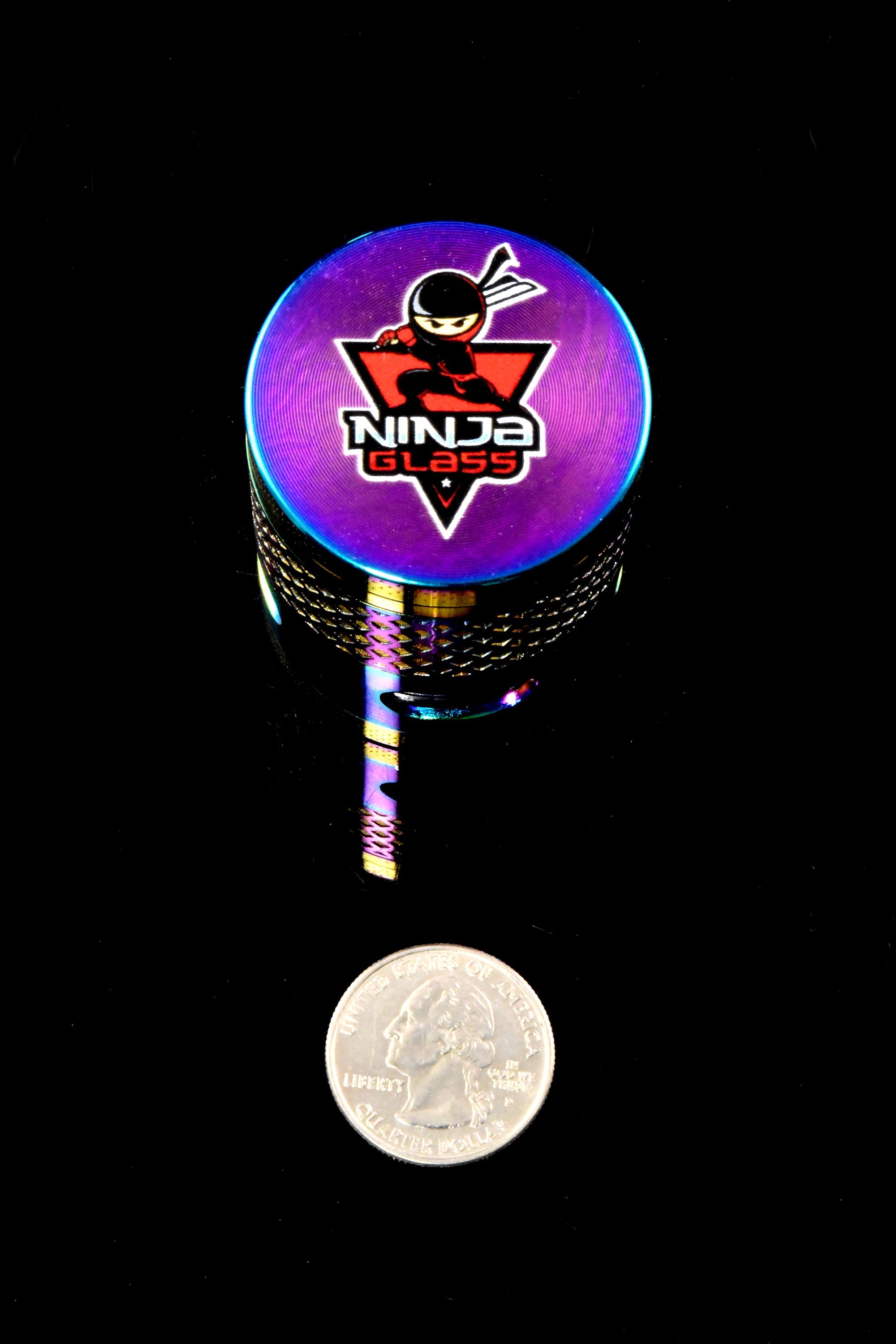 Ninja Glass Rainbow 4-Part Metal Herb Grinder – Windowed – 1½″ - Discreet Smoker