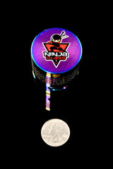 Ninja Glass Rainbow 4-Part Metal Herb Grinder – Windowed – 1½″ - Discreet Smoker