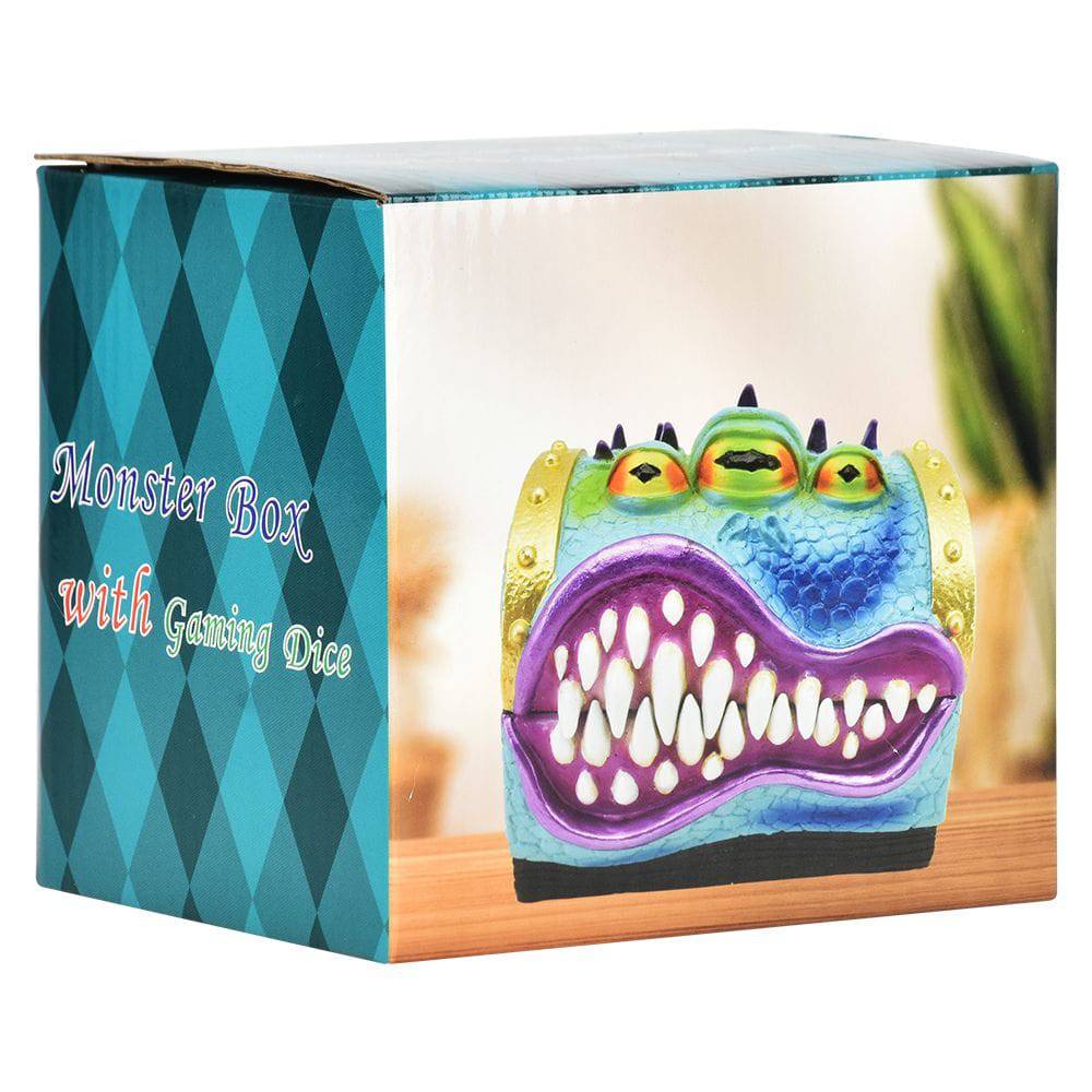 Monster Polyresin Box with Gaming Dice - 3.8" x 3.6" - Discreet Smoker