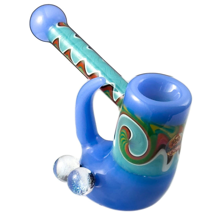 Crush Fang Bub Pipe w/Dual Galaxy Marbles (Various Colors), Blue