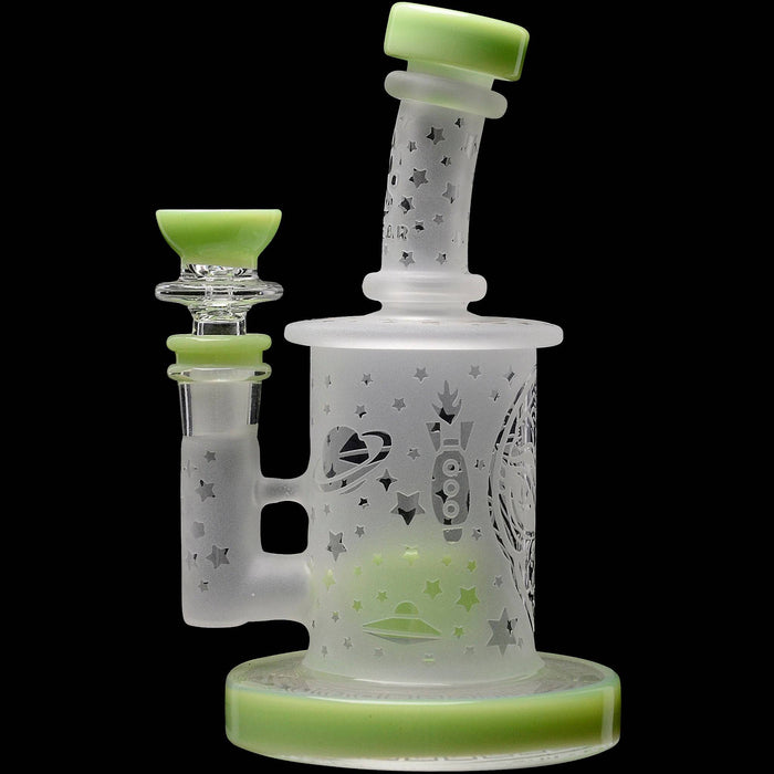 Calibear Sandblasted Flower Of Life Mini Can Bong, Transparent Black