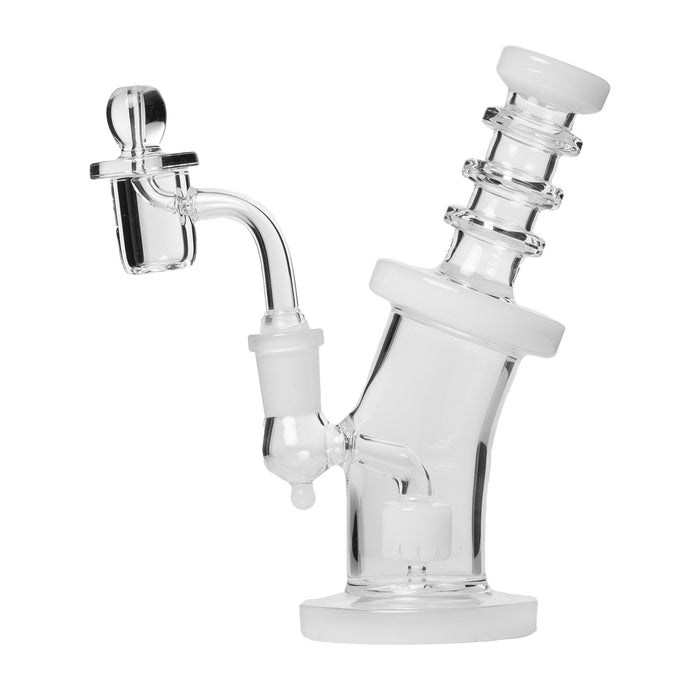 Human Grade 6.25" Bent Neck Dab Rig, Clear with White Accent