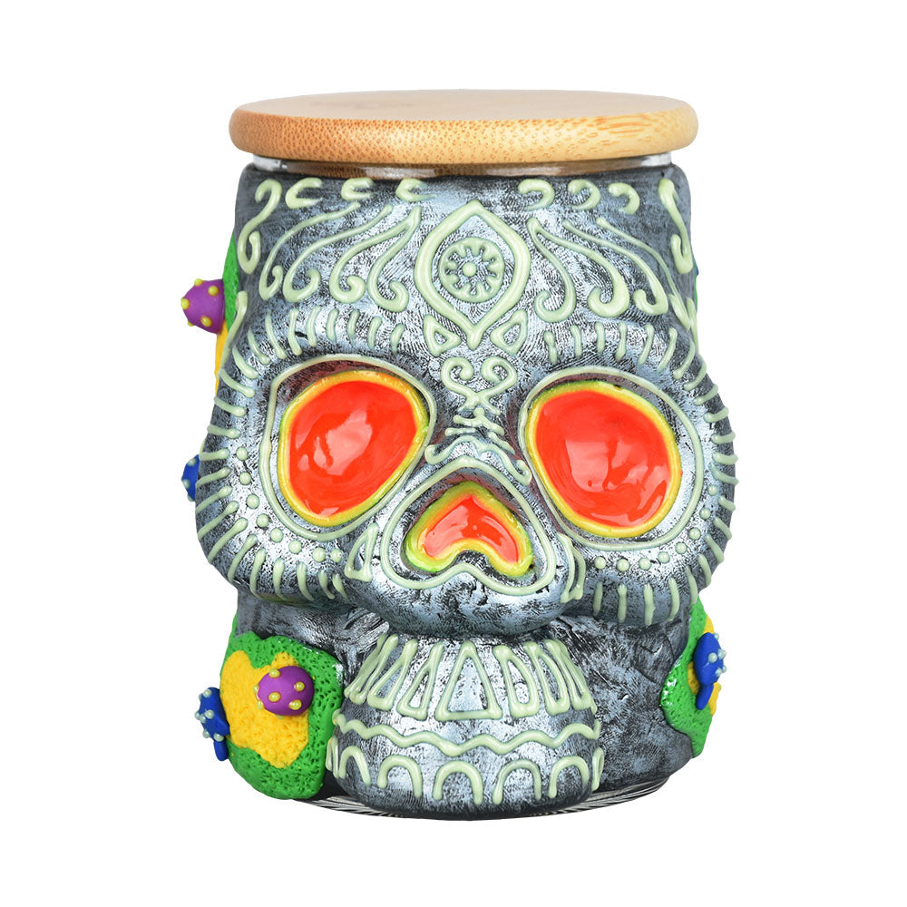 Pulsar Sugar Skull Glass Jar - 4.25" - Discreet Smoker