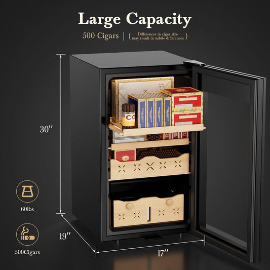 65L Electric Cigar Humidor Cabinet, up to 500 Cigars