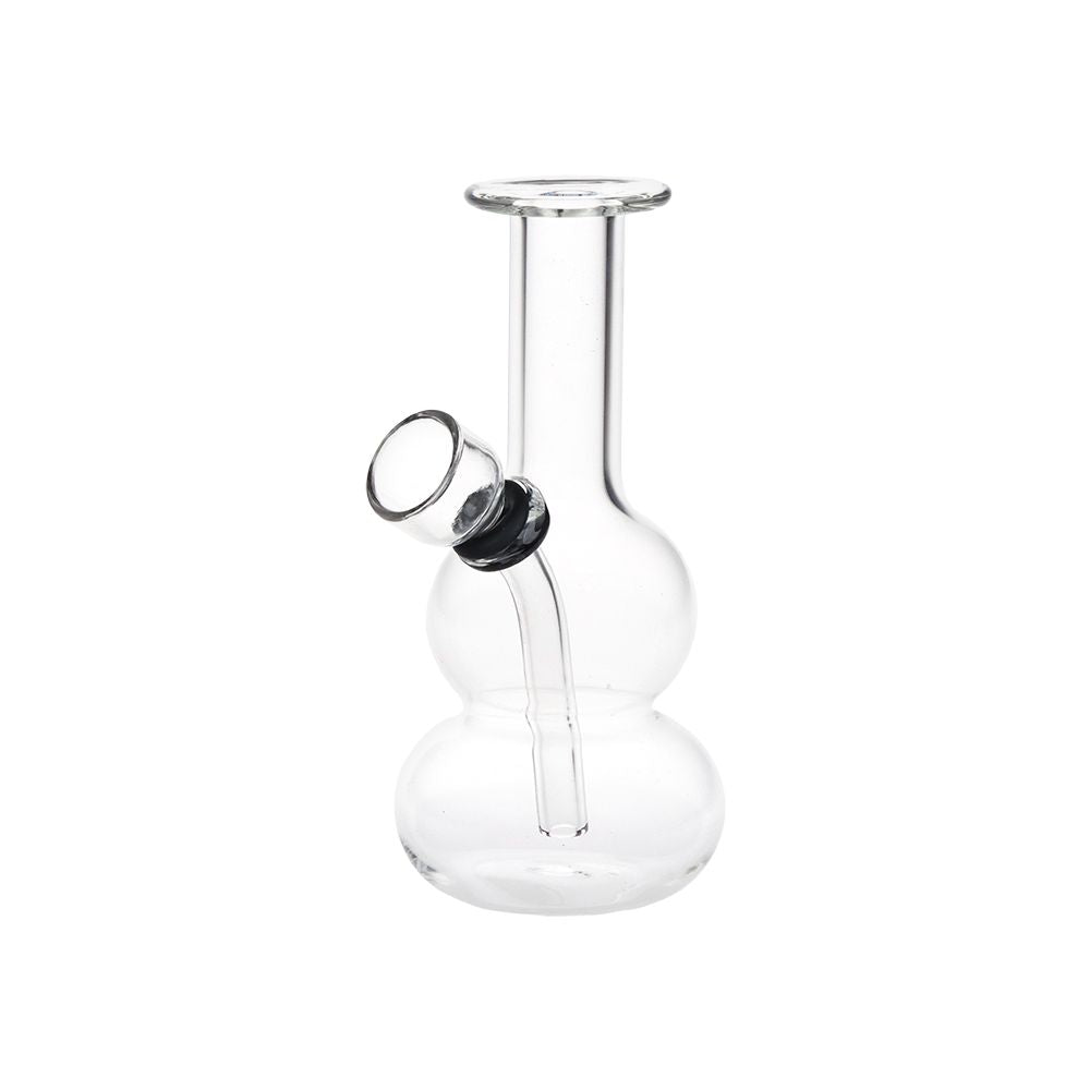 Itty Bitty Double Bubble Glass Water Pipe - 4.75" / Clear - Discreet Smoker