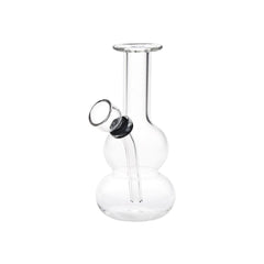Itty Bitty Double Bubble Glass Water Pipe - 4.75" / Clear - Discreet Smoker