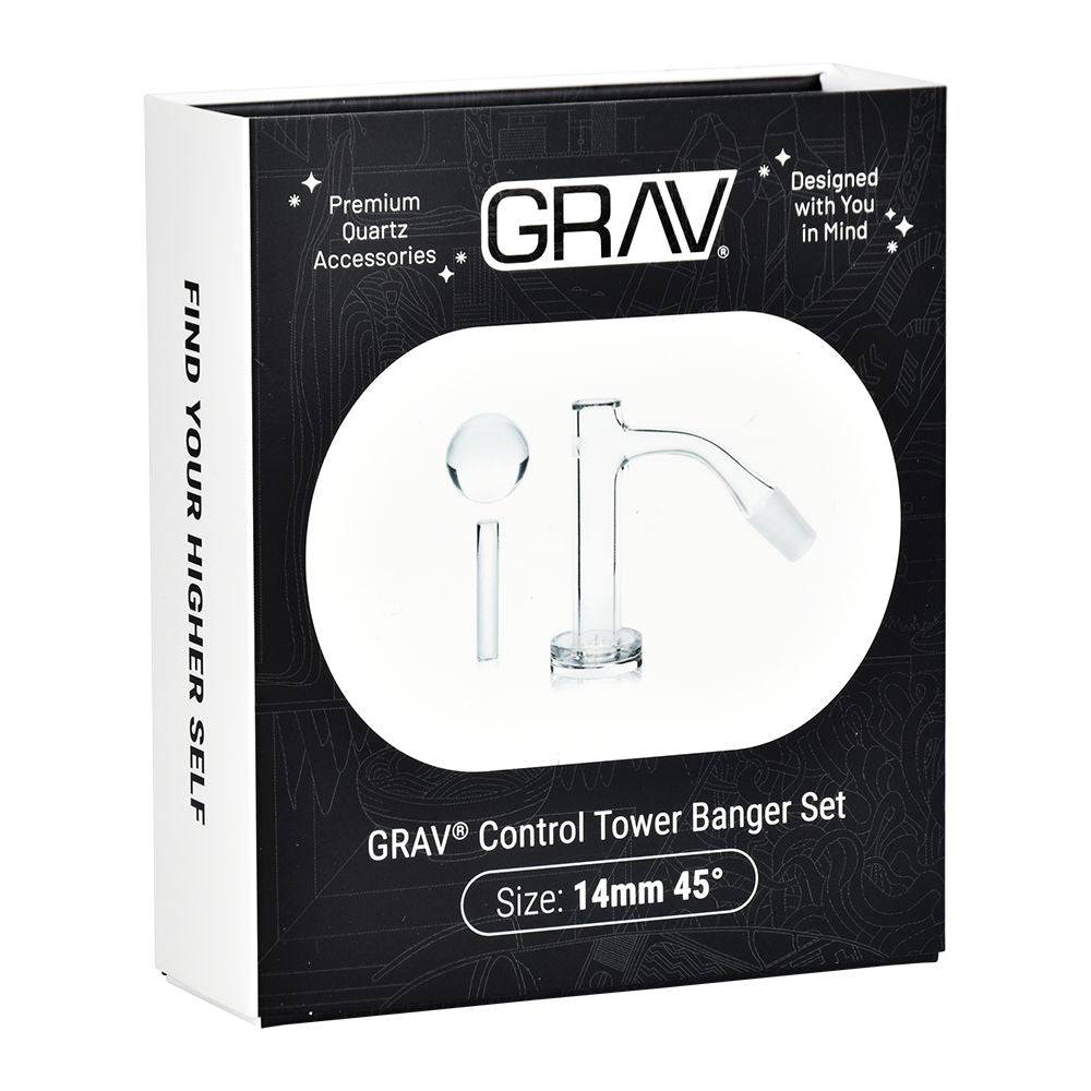 GRAV Control Tower Quartz Banger Set | 3pc | 14mm M - Discreet Smoker