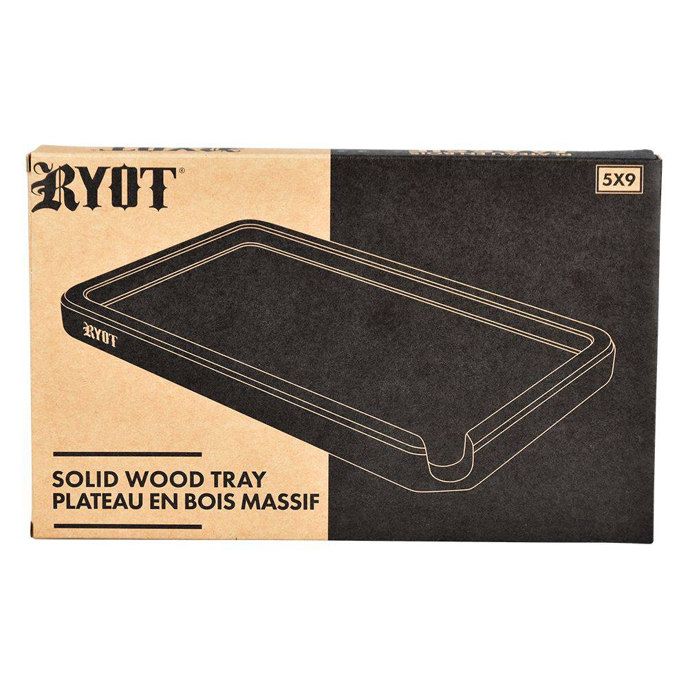 RYOT Wood Rolling Tray - 5" x 9" / Walnut - Discreet Smoker