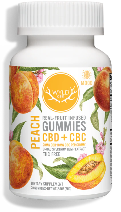 WYLD Real Fruit Infused CBD + CBC Gummies Peach (60MG -1200MG)