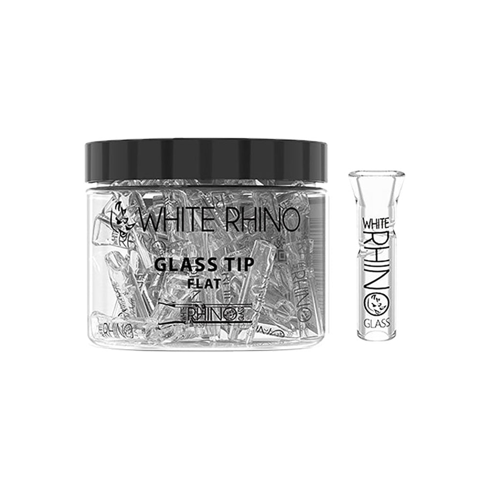 White Rhino Glass Tip | 50pc Jar - Discreet Smoker
