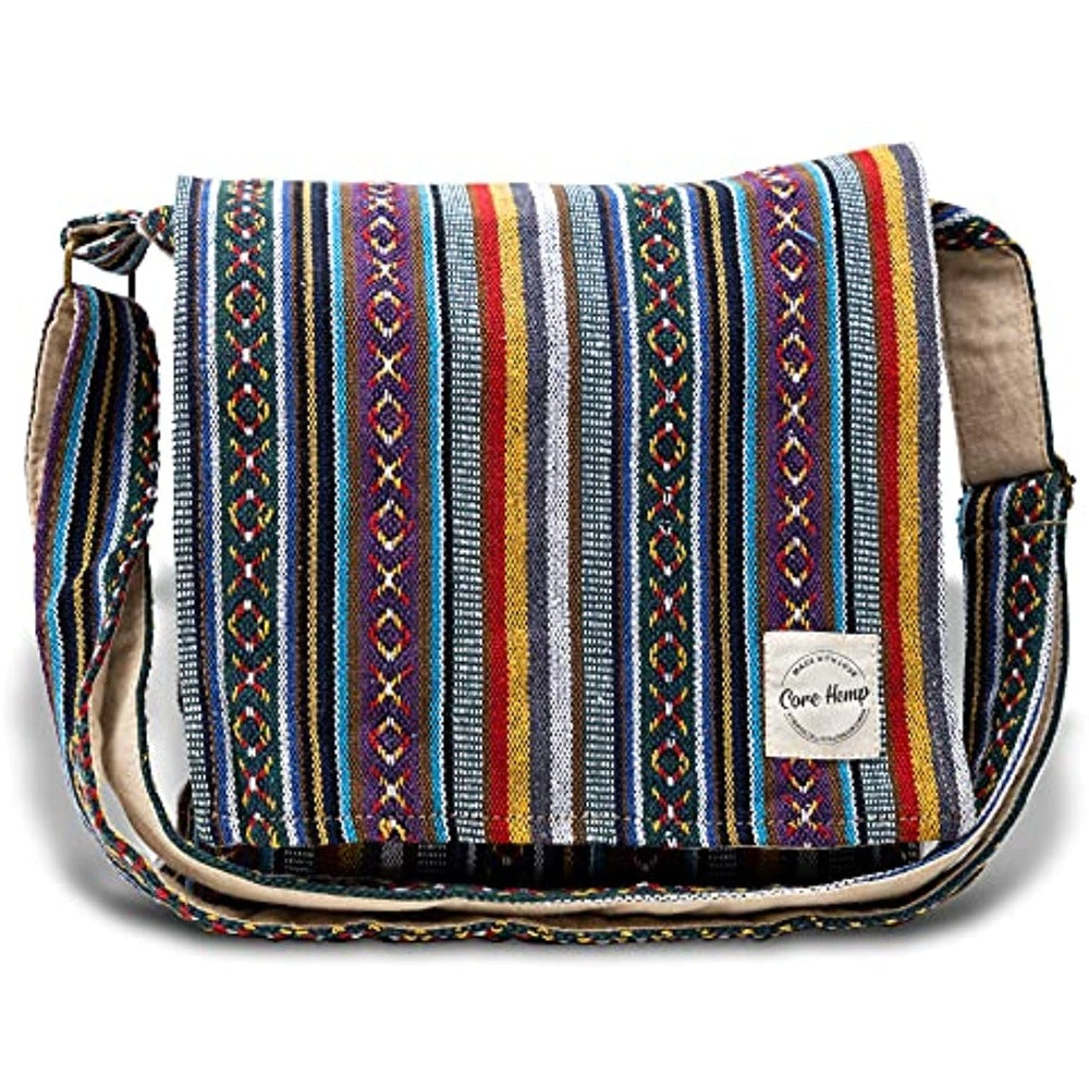 Core Hemp Boho Messenger Bag - Front View