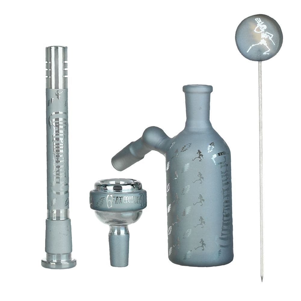 Grateful Dead x Pulsar Bolts And Skellies Glass Beaker Water Pipe Set | 13.75" | 14mm F - Discreet Smoker