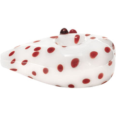 Elegant White Heart-Shaped Glass Hand Pipe with Red Polka Dots - Discreet Smoker