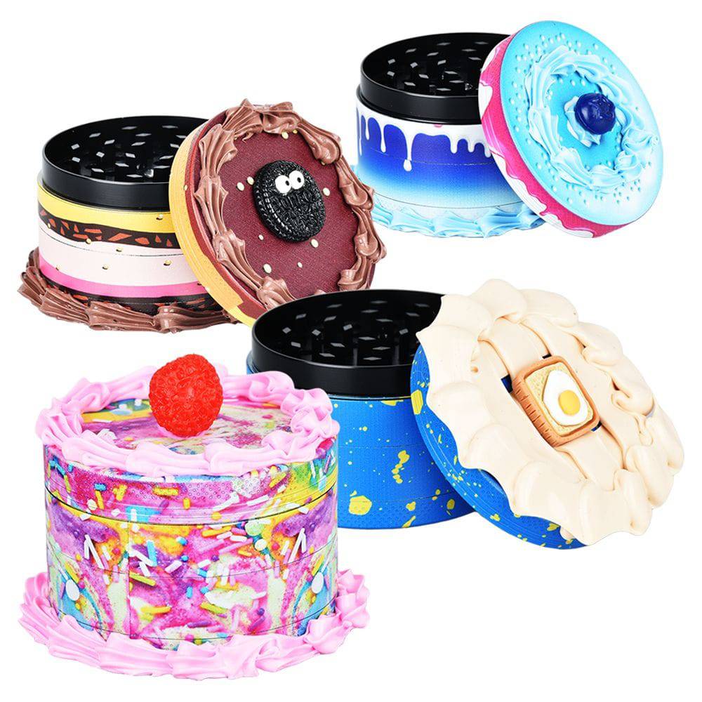 Birthday Cake Grinder | 4pc | 2.5" - Discreet Smoker