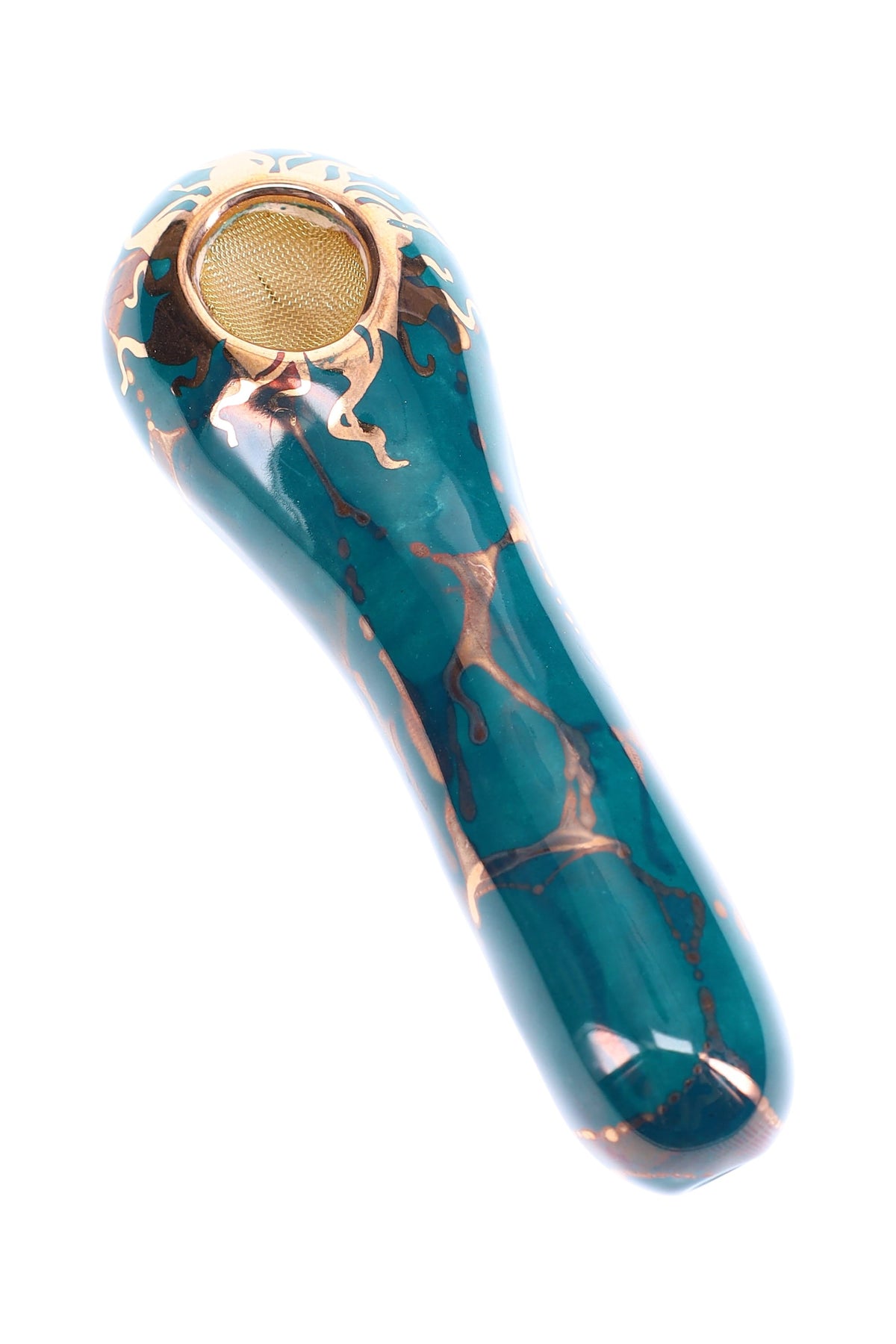 Ancient Creations Ceramics 4″ Ceramic Spoon Hand Pipe – Brass Screen – US-Made - Discreet Smoker
