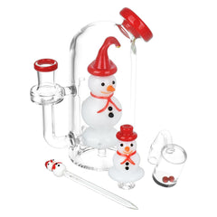 Smiling Snowman Glass Dab Rig Set - 6" / 14mm F - Discreet Smoker