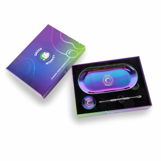 Green Monkey Rainbow Grinder & Tray Kit - Discreet Smoker