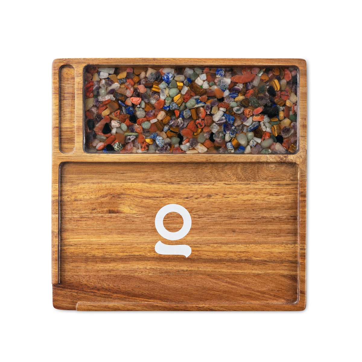 Ongrok Premium Natural Acacia Wood Tray | 9.5" x 9.5" - Discreet Smoker