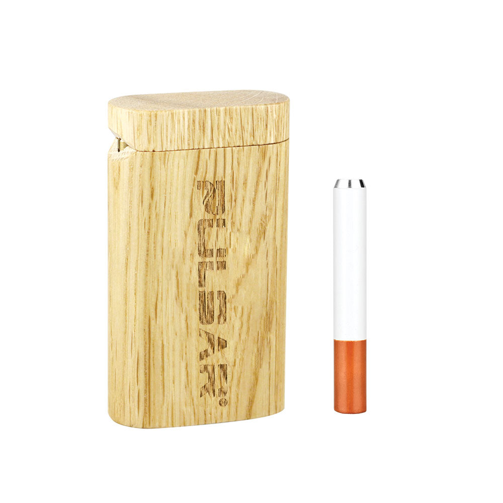 Pulsar Straight Wood Flip/Swivel Top Dugout - 3.25" / Small - Discreet Smoker