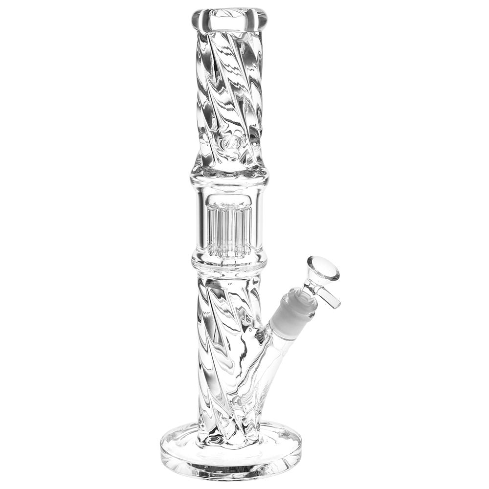 Translucent Twisty Jellyfish Perc Straight Glass Water Pipe | 13.75" - Discreet Smoker