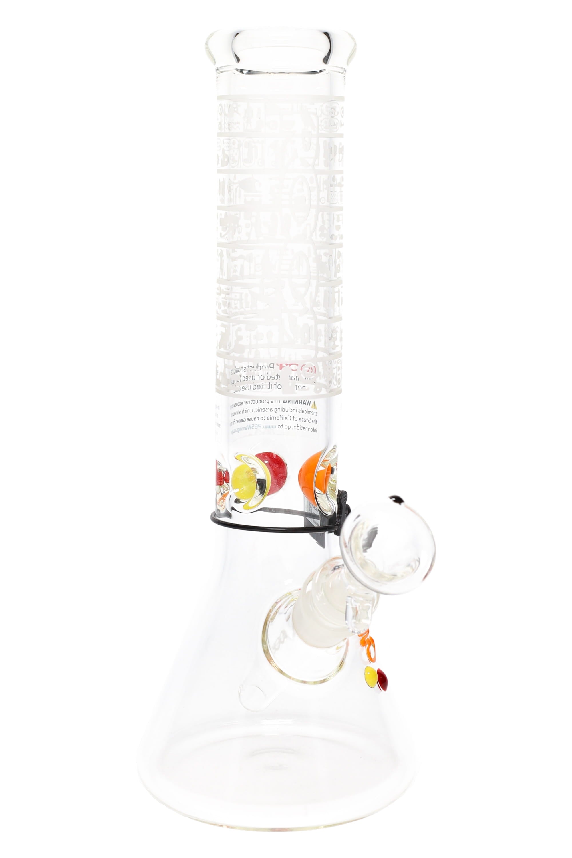 ROOR 12" Frosted Beaker Bong with Multicolor Ice Pinch – Glass-on-Glass - Discreet Smoker