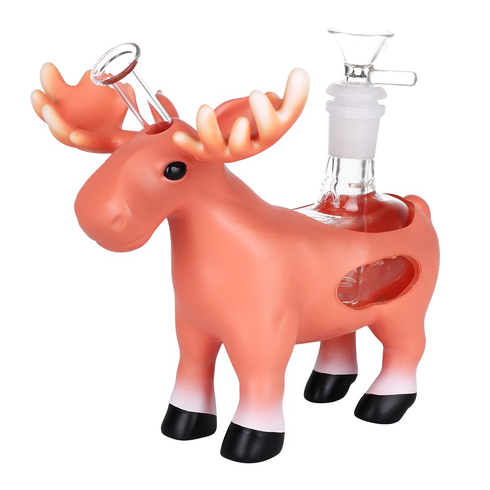 A-Moose Bouche Silicone & Glass Bubbler - 6" / 14mm F - Discreet Smoker