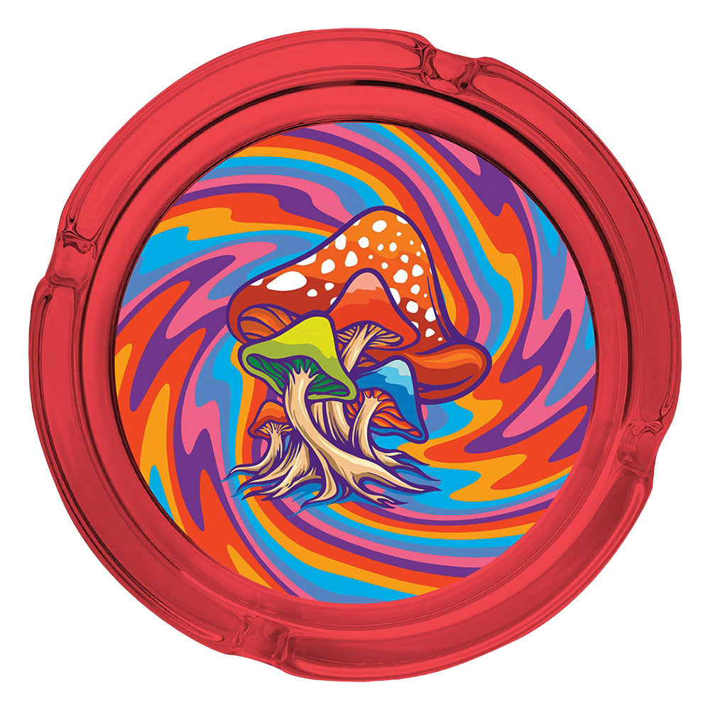 Fujima Trippy Mushroom Glass Ashtray - 6.25" - Discreet Smoker