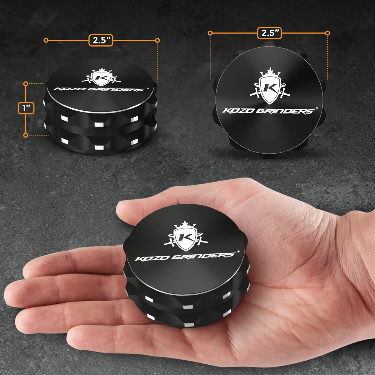 Kozo 2-Piece Non-Stick, Ceramic Coating 2.5" Aluminum Grinder - Discreet Smoker
