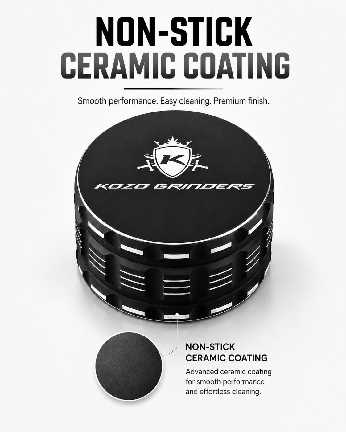 Kozo 4" Non-Stick, Ceramic Coating ,Aluminum Grinder - Discreet Smoker