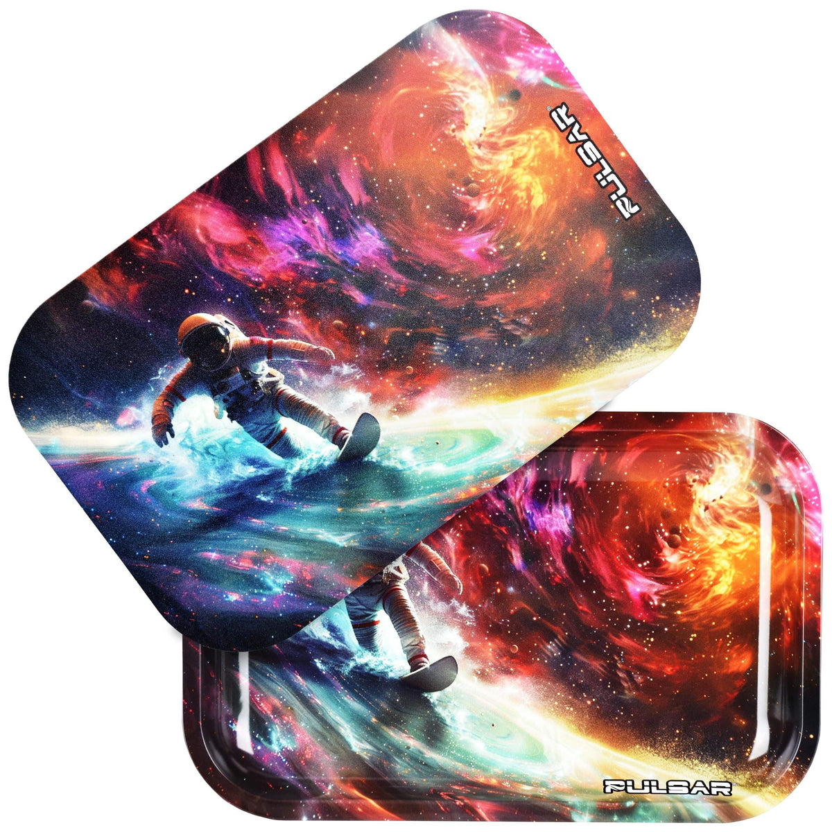 Pulsar Rolling Tray & Lid Kit - Astro Surfer / 11"x7" - Discreet Smoker