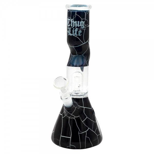 Thug Life | 10" Cracked Stone Glass Water Pipe - Discreet Smoker