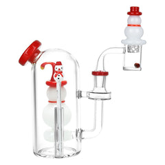 Smiling Snowman Glass Dab Rig Set - 6" / 14mm F - Discreet Smoker