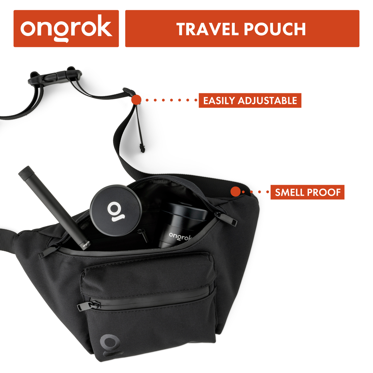 Ongrok Carbon-lined Smell Proof Fanny Pack / Travel Pouch - Discreet Smoker