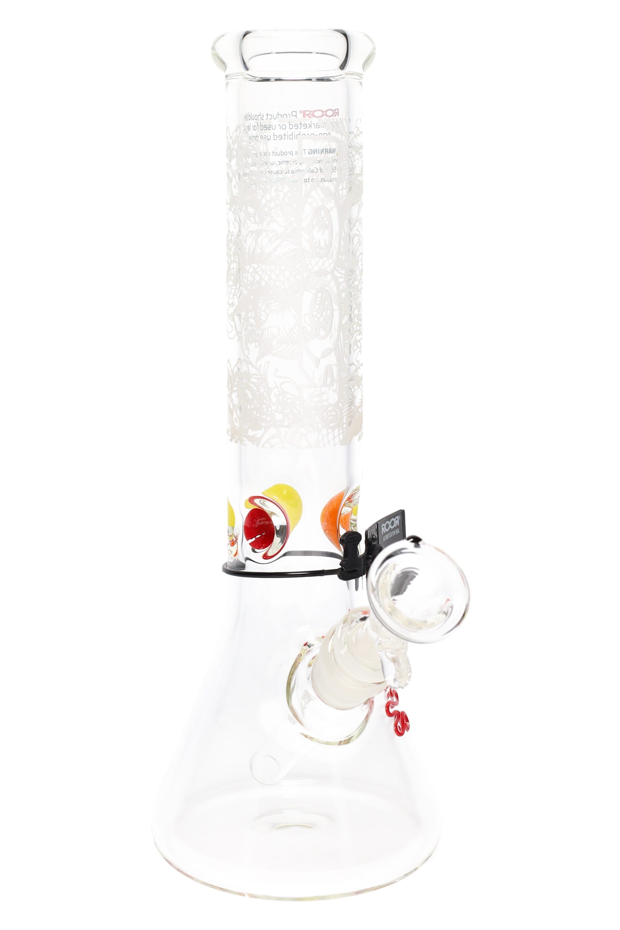 ROOR 12" Frosted Beaker Bong with Multicolor Ice Pinch – Glass-on-Glass - Discreet Smoker