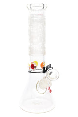 ROOR 12" Frosted Beaker Bong with Multicolor Ice Pinch – Glass-on-Glass - Discreet Smoker